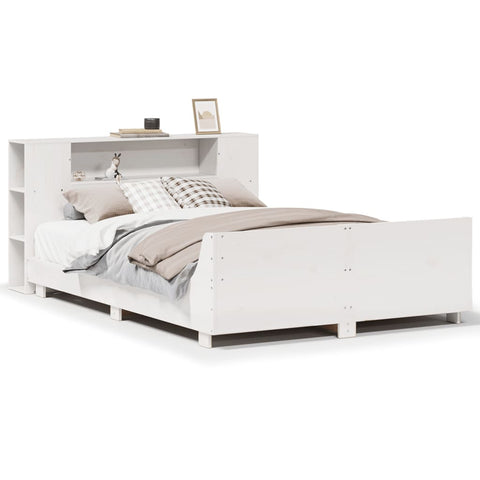 vidaXL Bed Frame without Mattress White 120x190 cm Small Double Solid Wood Pine