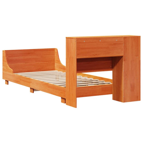 vidaXL Bed Frame without Mattress Wax Brown 75x190 cm Small Single Solid Wood Pine