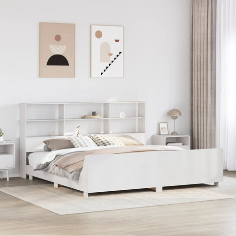 vidaXL Bed Frame without Mattress White 180x200 cm Super King Solid Wood Pine
