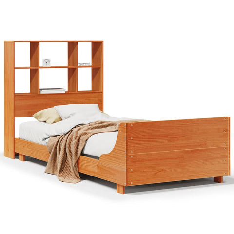vidaXL Bed Frame without Mattress Wax Brown 75x190 cm Small Single Solid Wood Pine