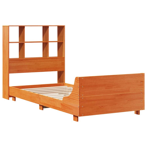 vidaXL Bed Frame without Mattress Wax Brown 75x190 cm Small Single Solid Wood Pine