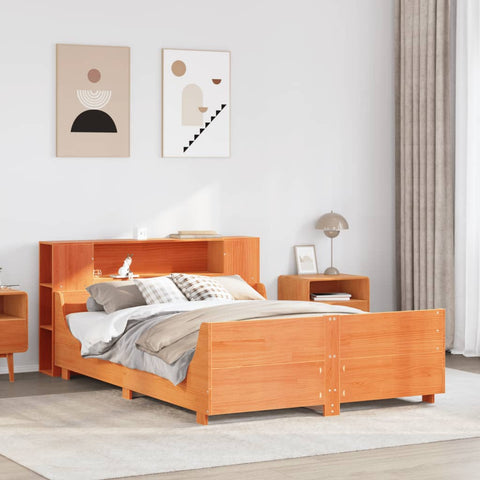 vidaXL Bed Frame without Mattress Wax Brown 160x200 cm Solid Wood Pine