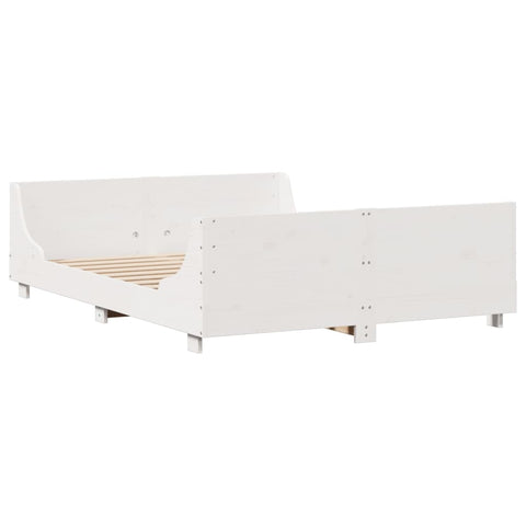 vidaXL Bed Frame without Mattress White 135x190 cm Double Solid Wood Pine