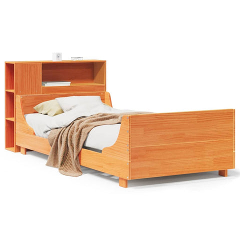 vidaXL Bed Frame without Mattress Wax Brown 75x190 cm Small Single Solid Wood Pine