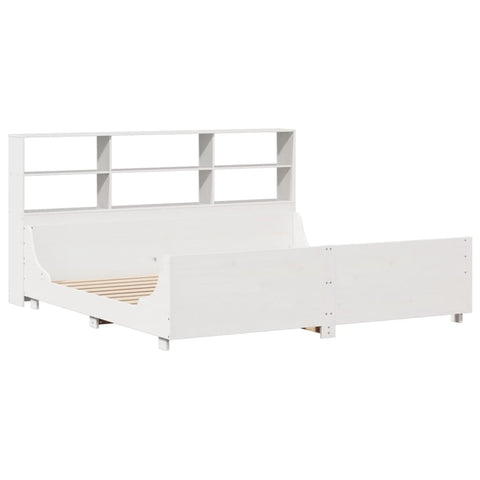 vidaXL Bookcase Bed without Mattress White 200x200 cm Solid Wood