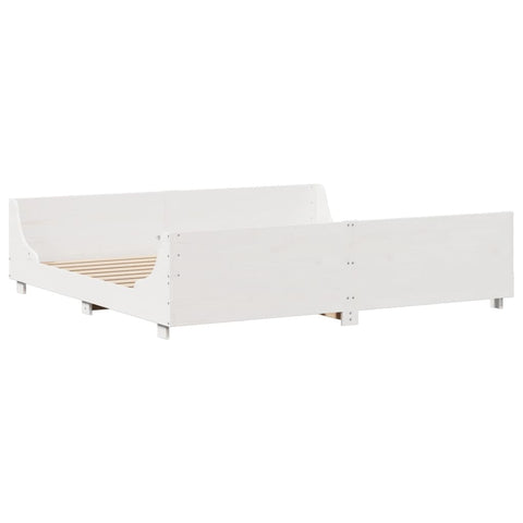 vidaXL Bookcase Bed without Mattress White 200x200 cm Solid Wood