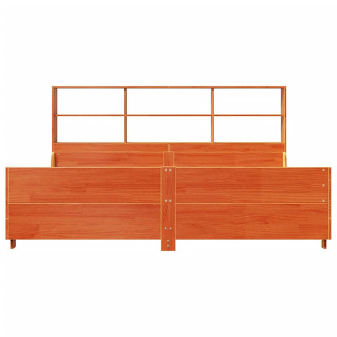vidaXL Bookcase Bed without Mattress Wax Brown 200x200 cm Solid Wood