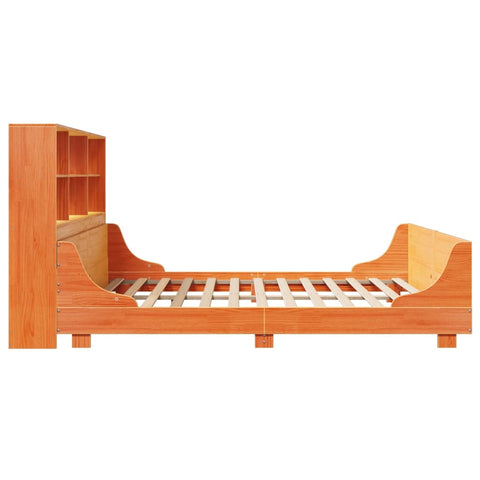 vidaXL Bookcase Bed without Mattress Wax Brown 200x200 cm Solid Wood