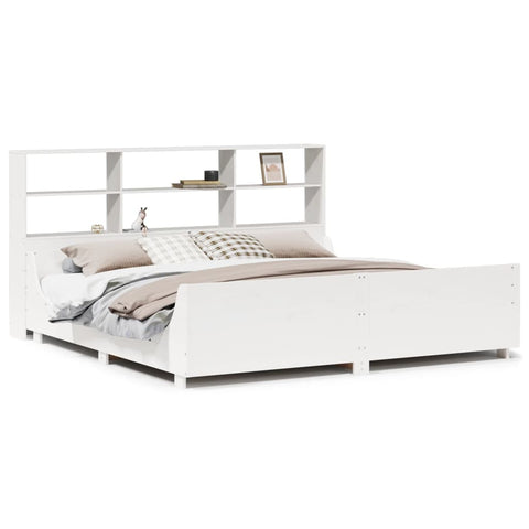 vidaXL Bookcase Bed without Mattress White 180x200 cm Super King Solid Wood