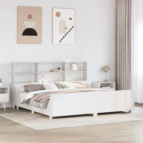 vidaXL Bookcase Bed without Mattress White 180x200 cm Super King Solid Wood