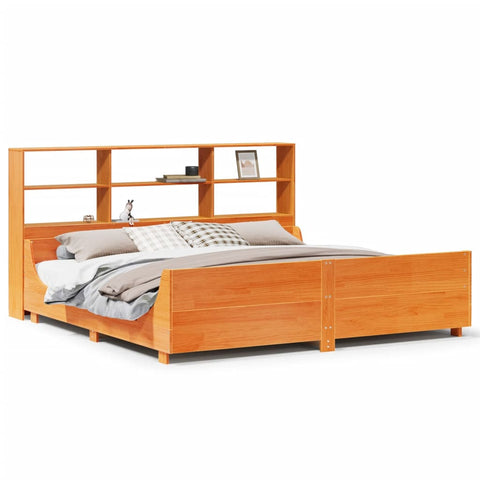 vidaXL Bookcase Bed without Mattress Wax Brown 180x200 cm Super King Solid Wood