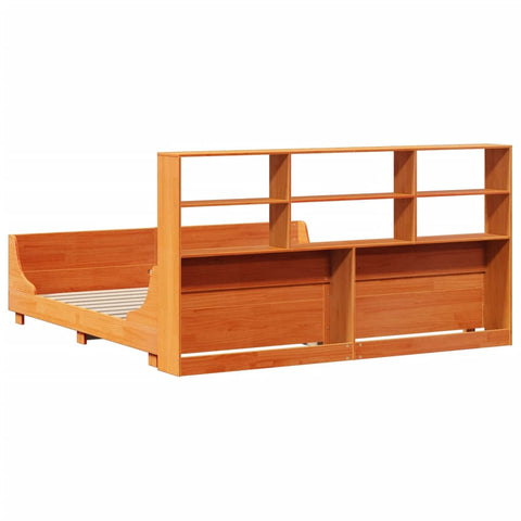 vidaXL Bookcase Bed without Mattress Wax Brown 180x200 cm Super King Solid Wood