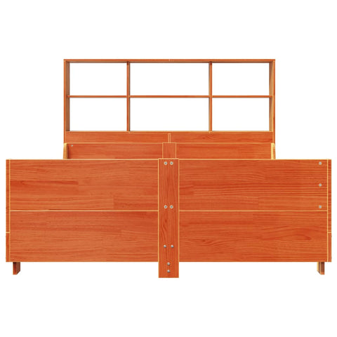 vidaXL Bookcase Bed without Mattress Wax Brown 135x190 cm Double Solid Wood