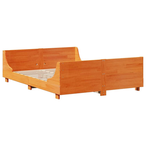 vidaXL Bookcase Bed without Mattress Wax Brown 135x190 cm Double Solid Wood