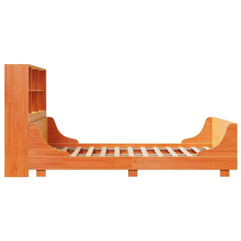 vidaXL Bookcase Bed without Mattress Wax Brown 135x190 cm Double Solid Wood