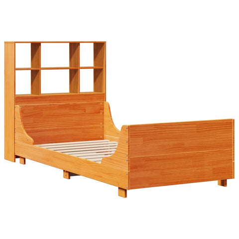 vidaXL Bookcase Bed without Mattress Wax Brown 90x190 cm Single Solid Wood