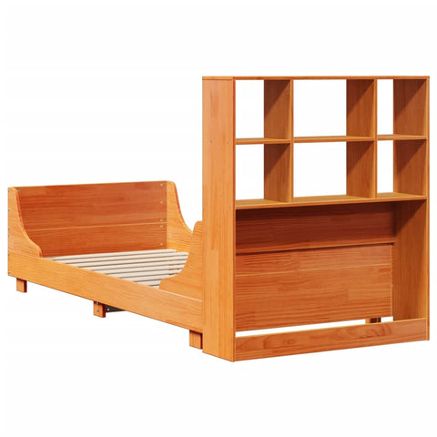 vidaXL Bookcase Bed without Mattress Wax Brown 90x190 cm Single Solid Wood