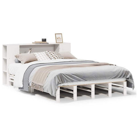 vidaXL Bookcase Bed without Mattress White 150x200 cm King Size Solid Wood