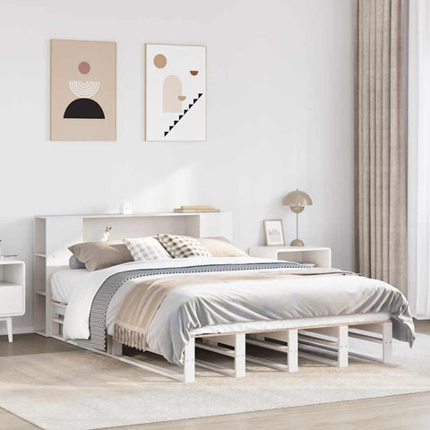 vidaXL Bookcase Bed without Mattress White 150x200 cm King Size Solid Wood