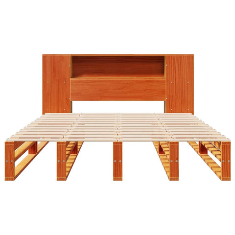 vidaXL Bookcase Bed without Mattress Wax Brown 150x200 cm King Size Solid Wood