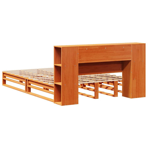 vidaXL Bookcase Bed without Mattress Wax Brown 150x200 cm King Size Solid Wood
