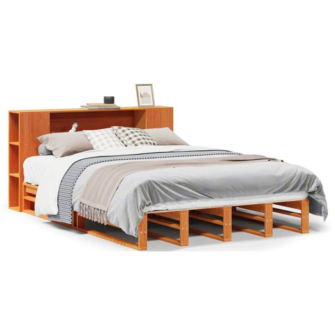 vidaXL Bookcase Bed without Mattress Wax Brown 160x200 cm Solid Wood