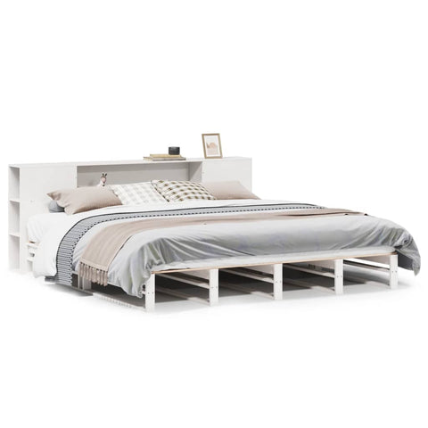 vidaXL Bookcase Bed without Mattress White 180x200 cm Super King Solid Wood