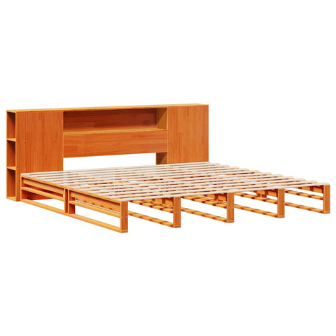vidaXL Bookcase Bed without Mattress Wax Brown 200x200 cm Solid Wood