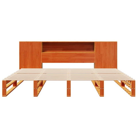 vidaXL Bookcase Bed without Mattress Wax Brown 200x200 cm Solid Wood