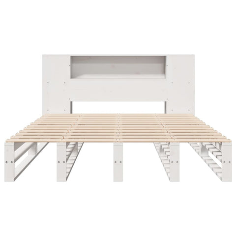 vidaXL Bookcase Bed without Mattress White 135x190 cm Double Solid Wood