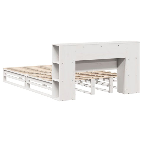vidaXL Bookcase Bed without Mattress White 135x190 cm Double Solid Wood