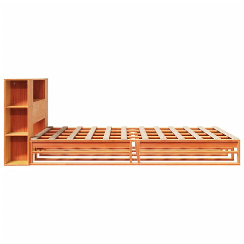 vidaXL Bookcase Bed without Mattress Wax Brown 135x190 cm Double Solid Wood