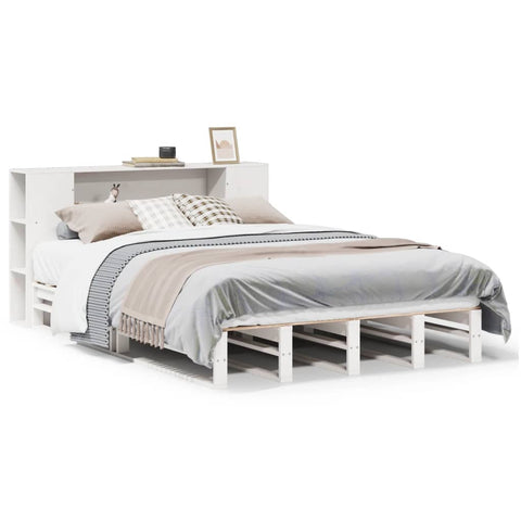 vidaXL Bookcase Bed without Mattress White 140x190 cm Solid Wood