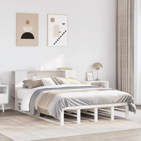 vidaXL Bookcase Bed without Mattress White 140x190 cm Solid Wood