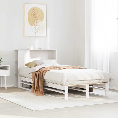 vidaXL Bookcase Bed without Mattress White 90x200 cm Solid Wood