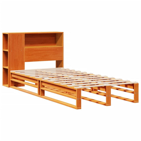 vidaXL Bookcase Bed without Mattress Wax Brown 100x200 cm Solid Wood
