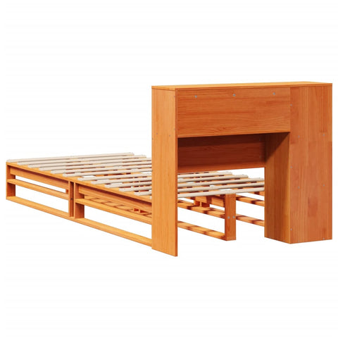 vidaXL Bookcase Bed without Mattress Wax Brown 100x200 cm Solid Wood