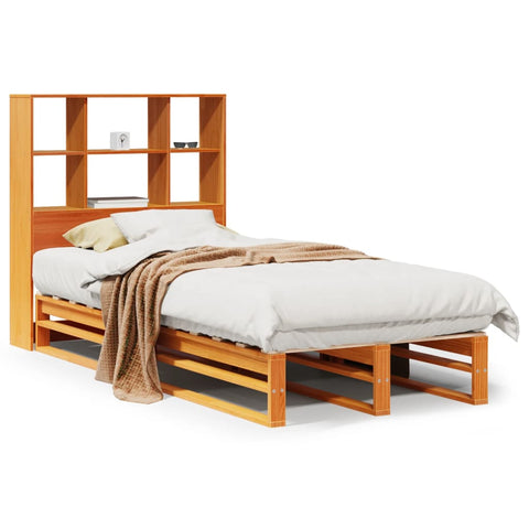 vidaXL Bookcase Bed without Mattress Wax Brown 100x200 cm Solid Wood
