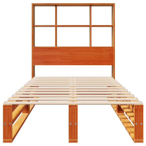 vidaXL Bookcase Bed without Mattress Wax Brown 100x200 cm Solid Wood