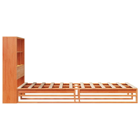 vidaXL Bookcase Bed without Mattress Wax Brown 100x200 cm Solid Wood