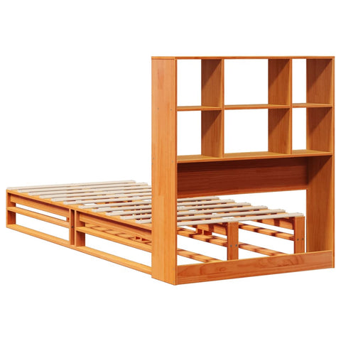 vidaXL Bookcase Bed without Mattress Wax Brown 100x200 cm Solid Wood