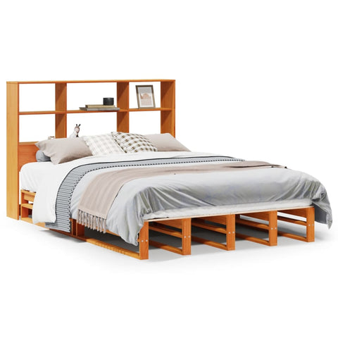 vidaXL Bookcase Bed without Mattress Wax Brown 160x200 cm Solid Wood