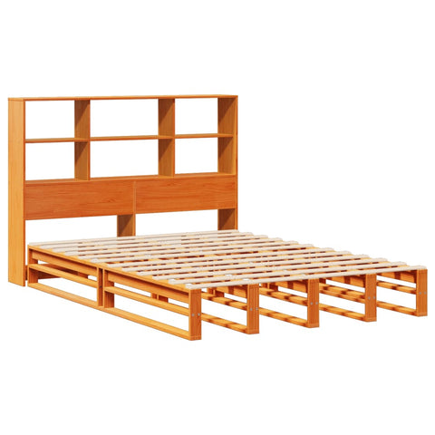 vidaXL Bookcase Bed without Mattress Wax Brown 160x200 cm Solid Wood