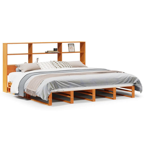 vidaXL Bookcase Bed without Mattress Wax Brown 180x200 cm Super King Solid Wood