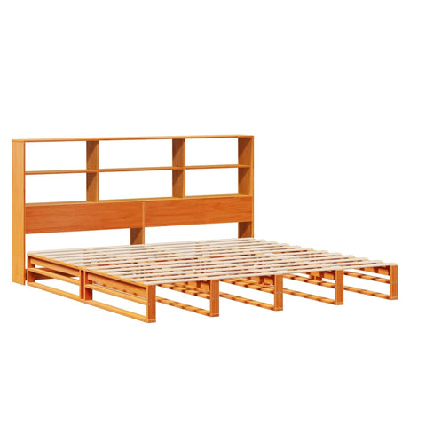 vidaXL Bookcase Bed without Mattress Wax Brown 180x200 cm Super King Solid Wood