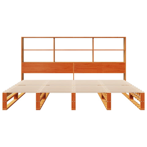 vidaXL Bookcase Bed without Mattress Wax Brown 180x200 cm Super King Solid Wood