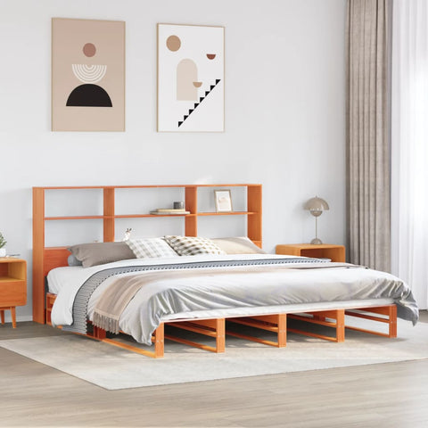 vidaXL Bookcase Bed without Mattress Wax Brown 180x200 cm Super King Solid Wood