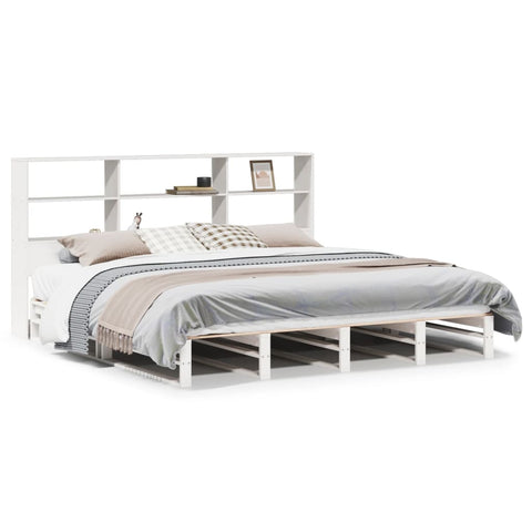 vidaXL Bookcase Bed without Mattress White 200x200 cm Solid Wood