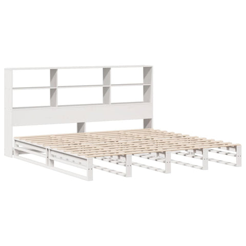 vidaXL Bookcase Bed without Mattress White 200x200 cm Solid Wood