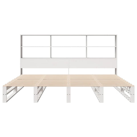 vidaXL Bookcase Bed without Mattress White 200x200 cm Solid Wood